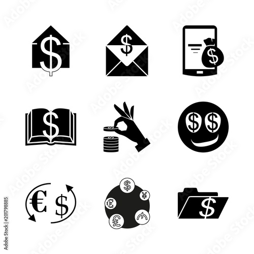 Icon Currency With Dollar Business Forex Bank And Dollar Smiley - 