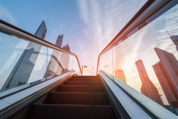 Wall Mural - outdoor escalator in sunset