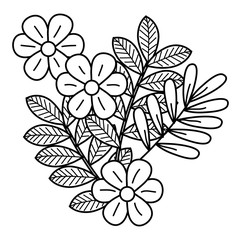 flowers and leafs decorative icon vector illustration design