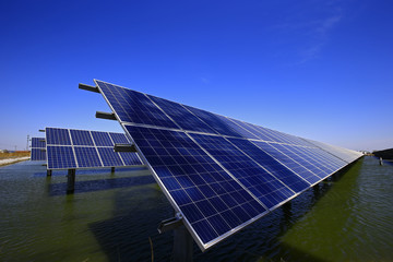 Solar panels on the water