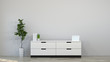 © designedbyyou - Tv cabinet in modern empty room 3d illustration home designs,background shelves and books on the desk in front of  wall empty wall