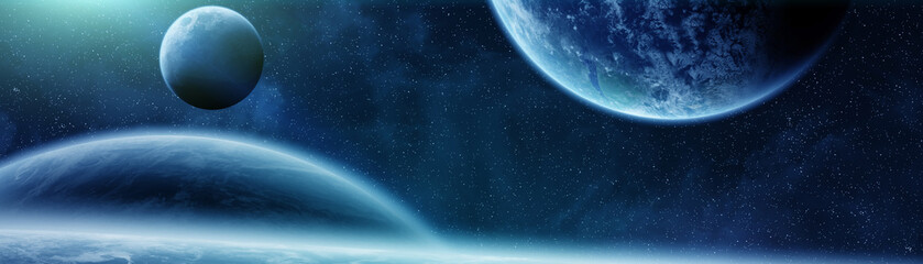 Wall Mural - panoramic view of planets in distant solar system 3d rendering elements of this image furnished by n