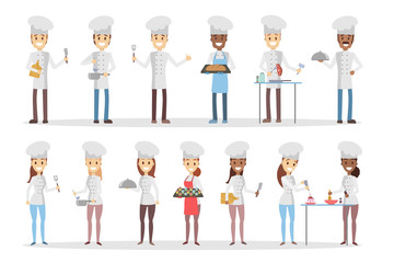 Cartoon chefs set.