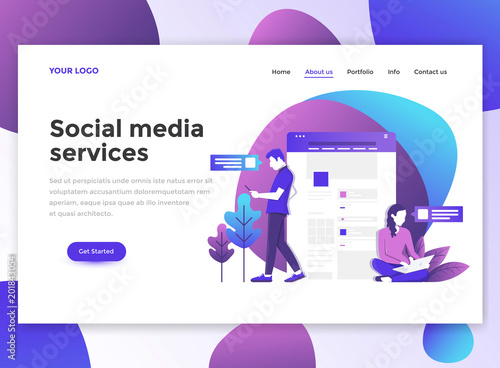 Fotografía Flat Modern design of wesite template - Social Media Services