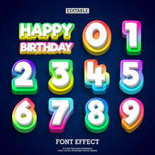 3d Colorful Gradient Number Design For Children Birthday