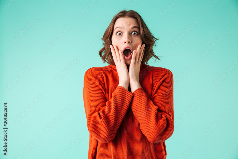 Portrait of a surprised young woman Stock Photo | Adobe Stock