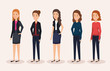group businesswomen avatars characters vector illustration design