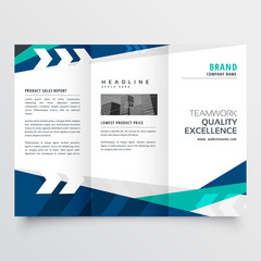 modern blue trifold business brochure design