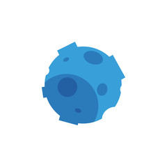 Wall Mural - Blue stone planet, comet or satellite icon. Flat asteroid or meteor with craters. Fantastic space, cosmic element. Astronomy, galaxy exploration design object. Vector flat illustration