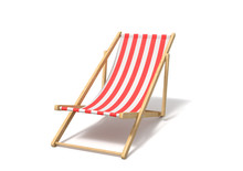 3d Rendering Of A White Red Deckchair Isolated On A White Background.