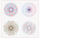 Set Of Spirograph With Dual Tone Color. Easy To Modify