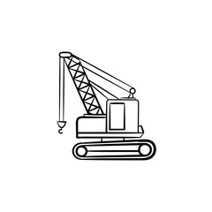 Sticker - Lifting crane hand drawn outline doodle icon. Construction crane vector sketch illustration for print, web, mobile and infographics isolated on white background. Heavy industry concept.