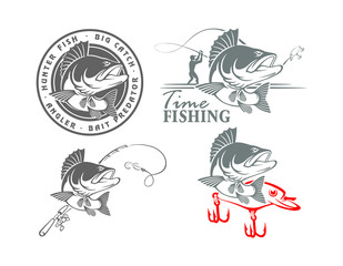 Wall Mural - perch fishing icons