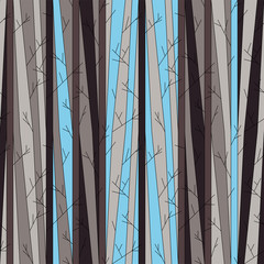 Wall Mural - Seamless pattern with trees silhouette without leaves. vector background