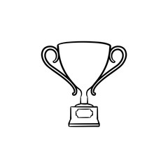 Canvas Print - Award hand drawn outline doodle icon. Trophy cup vector sketch illustration for print, web, mobile and infographics isolated on white background.