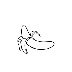 Sticker - Half peeled banana hand drawn outline doodle icon. Banana vector sketch illustration for print, web, mobile and infographics isolated on white background.