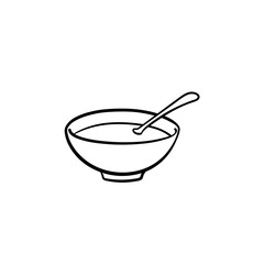 Sticker - Bowl of hot soup hand drawn outline doodle icon. Miso soup vector sketch illustration for print, web, mobile and infographics isolated on white background.