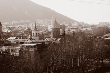 Fototapete - View on Tbilisi city in sepia