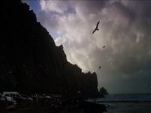 Morro Rock Storm Waves-birds-3d