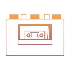 Sticker - cassette music player icon over white background, vector illustration