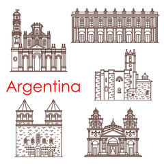 Sticker - Argentina landmarks vector famous buildings icons