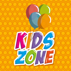 Canvas Print - kids zone label with balloons air vector illustration design