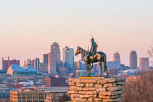 The Scout Overlooking Downtown Kansas City