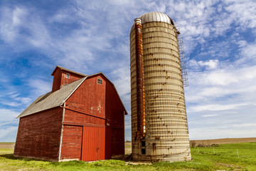 Wall Mural - American Farmland With Blue Cloudy Sky