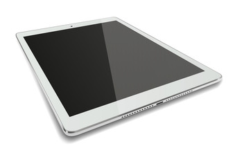 Canvas Print - Tablet pc computer with black screen isolated on white background.