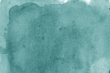 Wall Mural - Modern aquamarine watercolor background texture. The color splashing on the paper. It is a hand drawn.