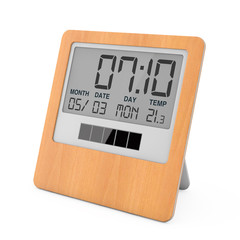 Leinwandbilder - Wooden Solar Digital Modern Alarm Clock. 3d Rendering