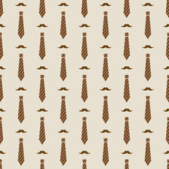 Wall Mural - vector seamless brown pattern with mustaches and neckties