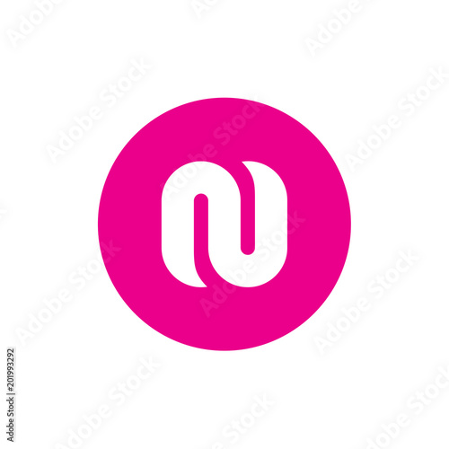 Simple Symbol Alphabet N Letter Combined With Pink Shapes Circle