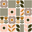 © orangeberry - seamless pattern with floral elements in retro scandinavian style