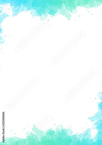 A4 background - Abstract blue-green watercolor Stock Illustration