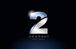 metal blue number 2 two logo company icon design