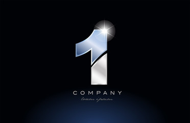 Wall Mural - metal blue number 1 one logo company icon design