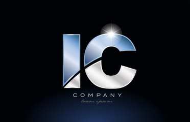 metal blue alphabet letter ic i c logo company icon design