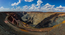 The Biggest Australian Gold Mine - Super Pit In Kalgoorlie, Western Australia, On A Sunny Summer Day.