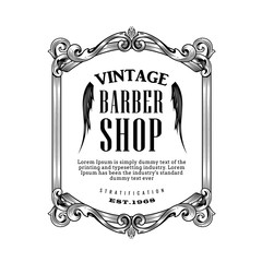 Poster - vintage frame antique barber shop engrave vector illustration