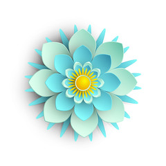 Canvas Print - Blue 3d flower isolated on white.