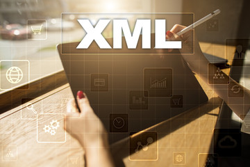 XML. Web development. Internet and technology concept.