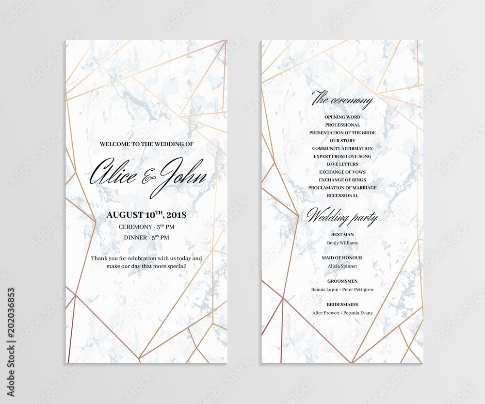 Photo Art Print Double Sided Wedding Program Template