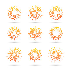 Wall Mural - Sun icon set isolated on white background.