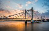 Fototapeta  - Albert Bridge and beautiful sunset over the Thames, London, England UK