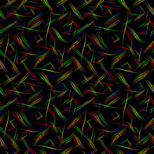 Vector Pattern From Flowing Neon Lines On A Black Background.