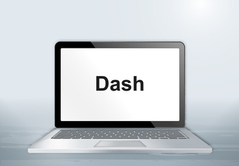 Sticker - Laptop auf Holztisch - Dash Text