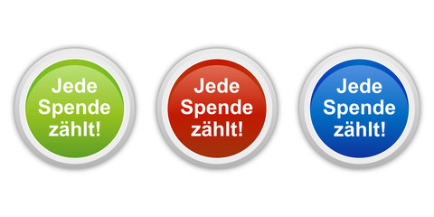 Canvas Print - rundes Button Set grün rot blau - Jede Spende zählt