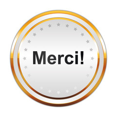 Sticker - Luxus Button weiß - Merci