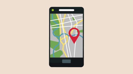 Canvas Print - GPS app from smartphone design High definition coloful animation scenes